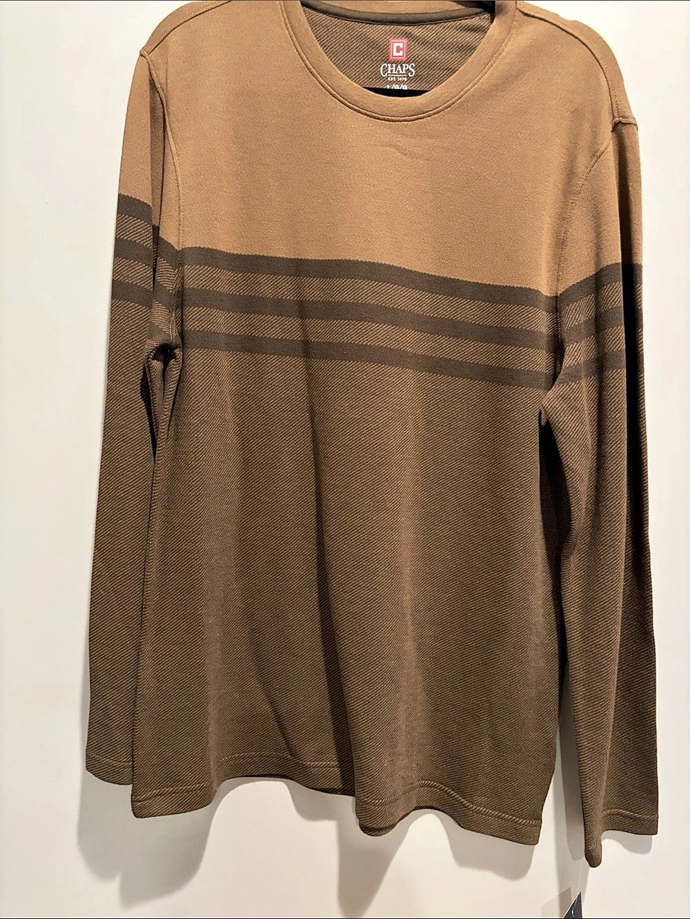 Chaps Men's Striped Long Sleeve Shirt Brown Large NWT